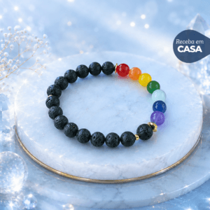 PULSEIRA 7 CHÁKRAS COM ESFERAS DE LAVA VULCÂNICA
