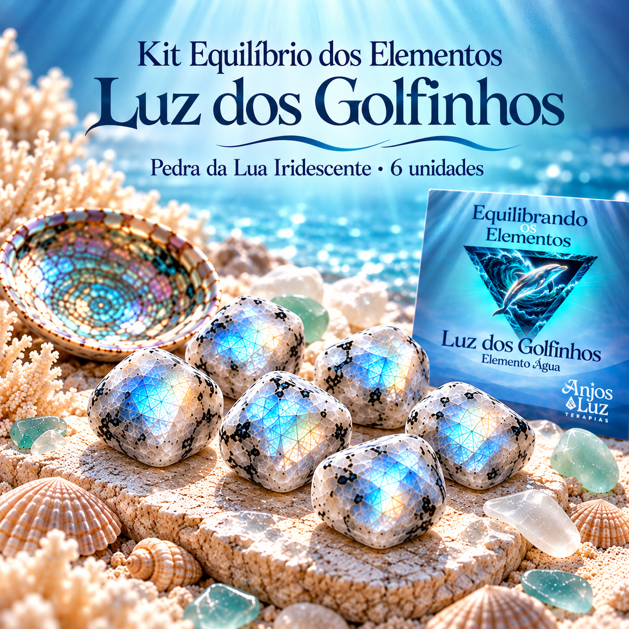 Kit Equilíbrio dos Elementos - Pedra da Lua Iridescente (6 unidades)